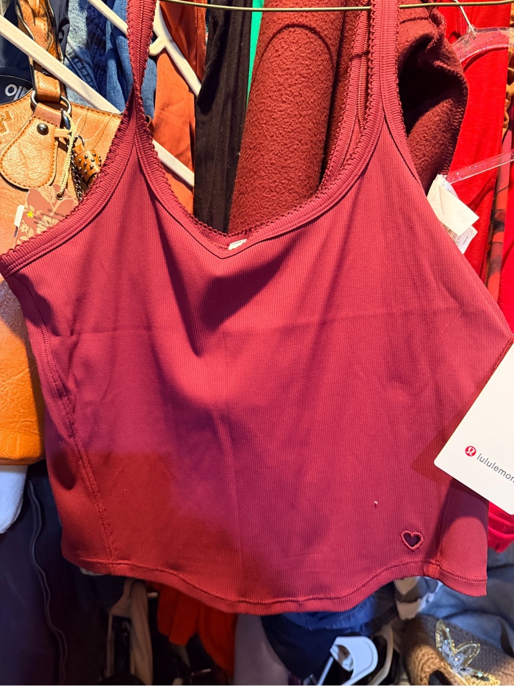lululemon nulu ribbed cropped tank top HEART ♥️ maroon limited edition